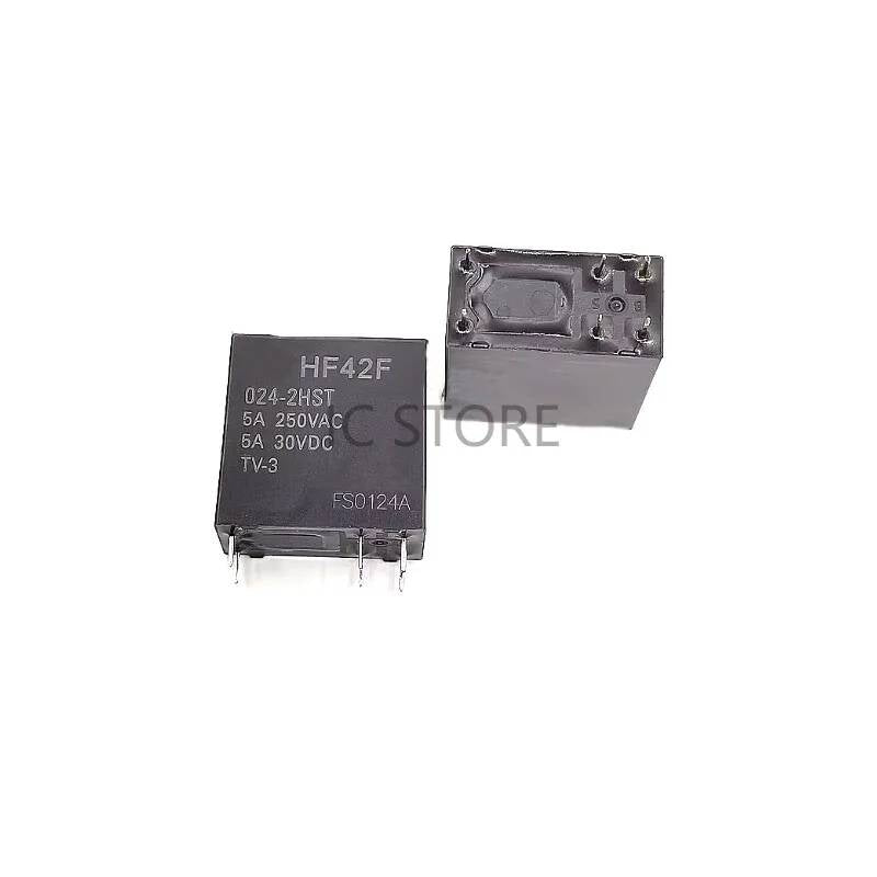 10PCS HF42F 024-2HST ( replaces of FTR-F4AK024T F4AK024T ) 24V DC 250VAC 30VDC POWER RELAY 2 POLE 5A TV-3 HF42F-024-2HST