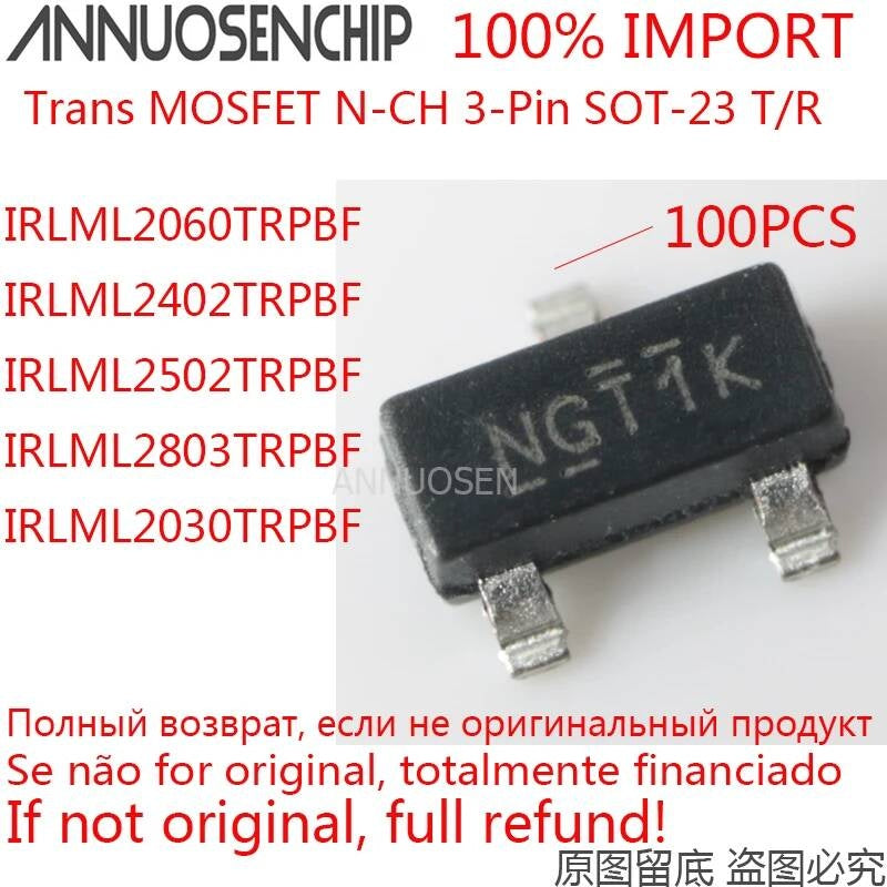 100PCS IRLML2060TRPBF IRLML2402TRPBF IRLML2502TRPBF IRLML2803TRPBF IRLML2030TRPBF IRLML2060 IRLML2402 IRLML2502 IRLML2803 SOT-23