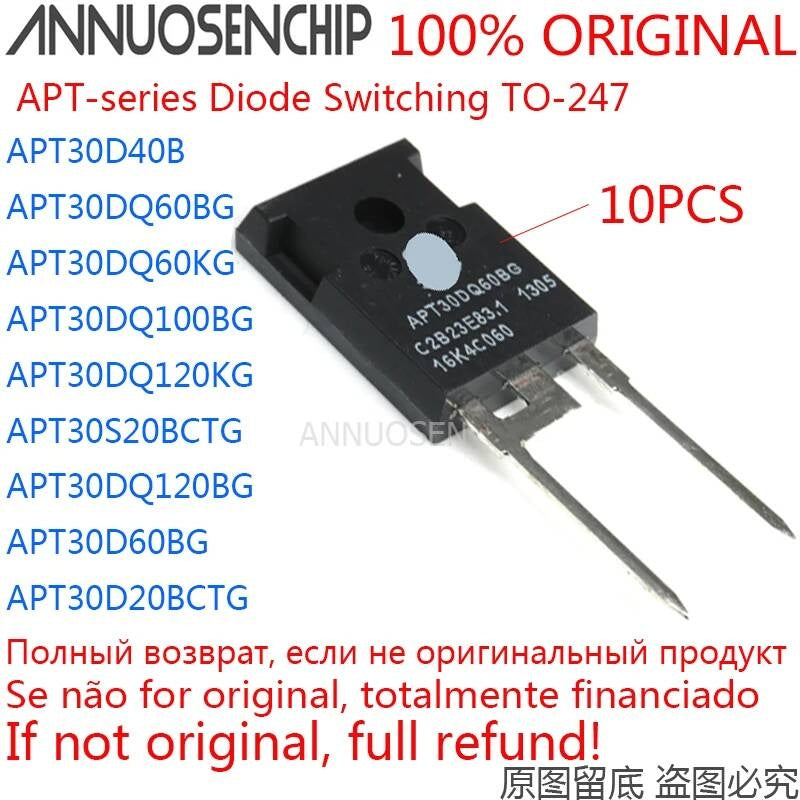 10PCS APT30D40B APT30DQ60BG APT30DQ60KG APT30DQ100BG APT30DQ120KG APT30S20BCTG APT30DQ120BG APT30D60BG APT30D20BCTG TO-247 NEW