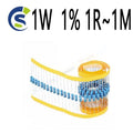 50pcs/lot Metal film resistor 2.2R 4.7R 10R 22R 47R 100R 220R 470R 1K 10K 100K 2.2 4.7 10 22 47 100 220 470 ohm 1W 1% 1R~1M