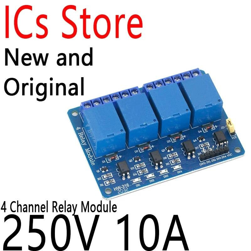 12V 4 Channel Relay Module Optocoupler For Arduino ARM AVR DSP PIC MSP AC DC 30V Low Level Signal MCU PLC Control 250V 10A