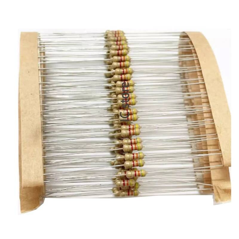 100pcs/lot Carbon Film Resistor 2.2R 10R 22R 47R 51R 100R 150R 470R 1K 4.7K 10K 47K 1 2.2 10 22 47 51 100 150 470 1W 5% 1R ~ 1M