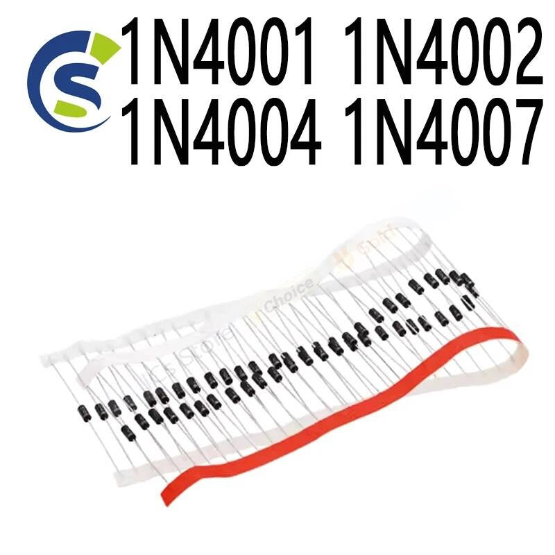 100Pcs Rectifier Diodes 1A DO-41 50V 100V 200V 400V 1000V in4007 1N4001 1N4002 1N4004 1N4007