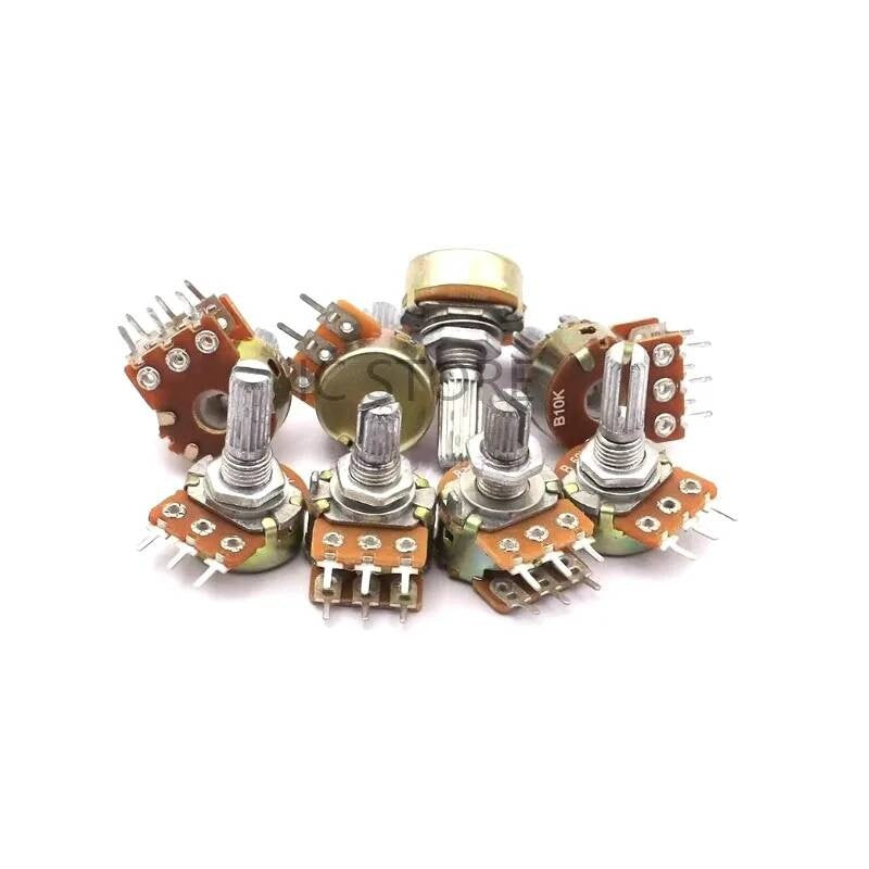 5pcs Linear Taper Rotary Potentiometer Resistor B50K B10K WH148 3pin 6pin 15mm 20mm 1K 2K 5K 10K 20K 50K 100K 250K 500K 1M Ohm