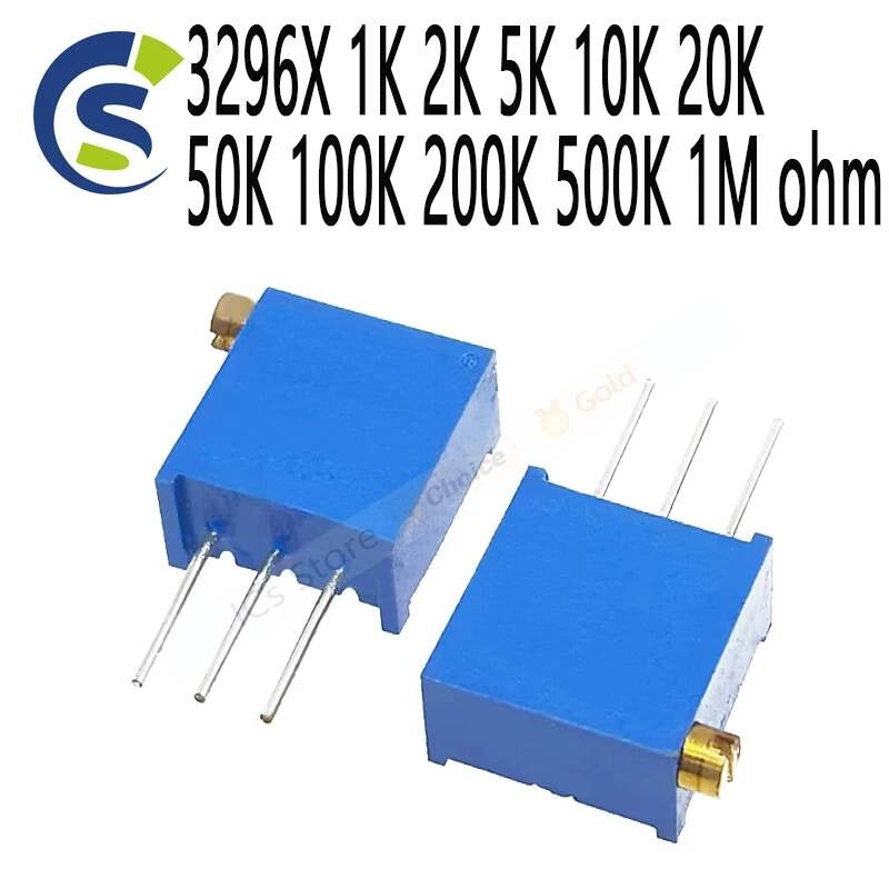 10pcs 3296 Trimpot Trimmer Potentiometer 100R 200R 500R X103 X104 X105 X203 3296X 1K 2K 5K 10K 20K 50K 100K 200K 500K 1M ohm