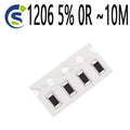 100pcs/lot chip Resistors SMD resistor 1/4W 0 1 10 100 150 220 330 ohm 1K 2.2K 10K 100K 1R 10R 100R 220R 330R 1206 5% 0R ~10M