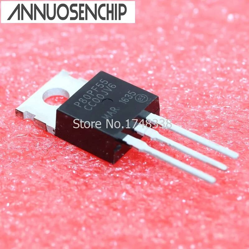 10pcs/lot P80PF55 TO-220 STP80PF55 NEW ORIGINAL 80A/55V P-Channel