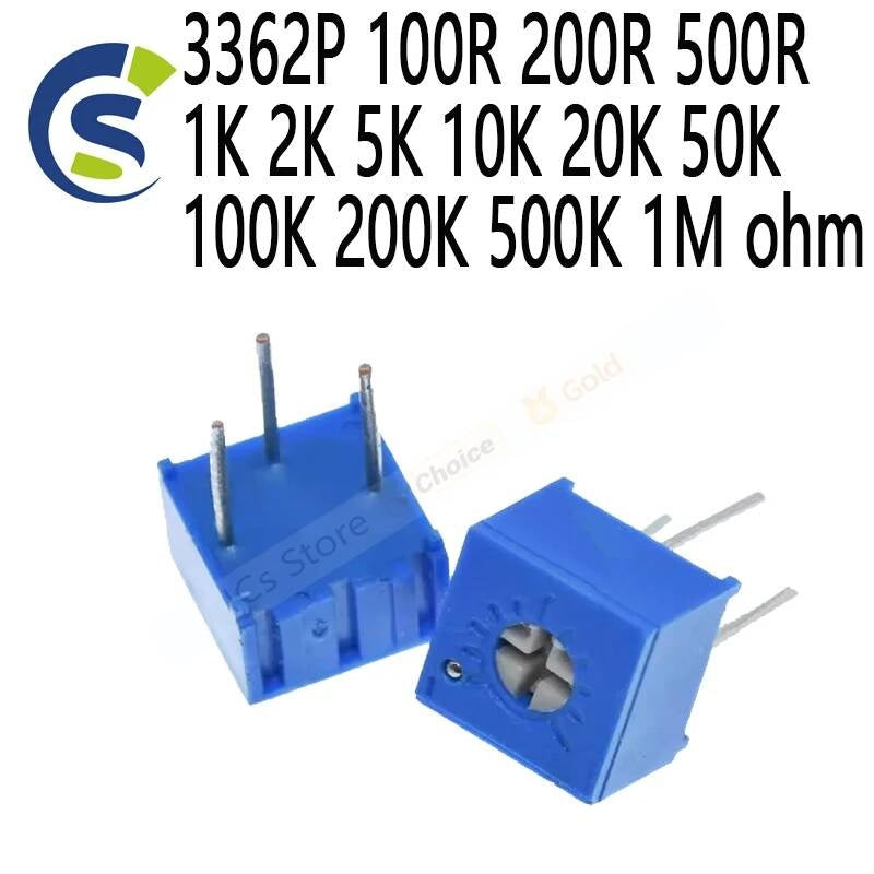 10pcs/lot Trimpot Trimmer Potentiometer 100 200 500 103 3362P 100R 200R 500R 1K 2K 5K 10K 20K 50K 100K 200K 500K 1M ohm