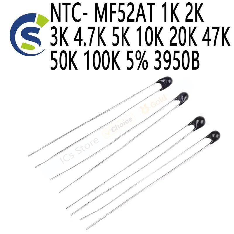 10PCS NTC Thermistor Thermal Resistor MF52 1/2/3/4.7/K Ohm R NTC-MF52AT 1K 2K 3K 4.7K 5K 10K 20K 47K 50K 100K 5% 3950B