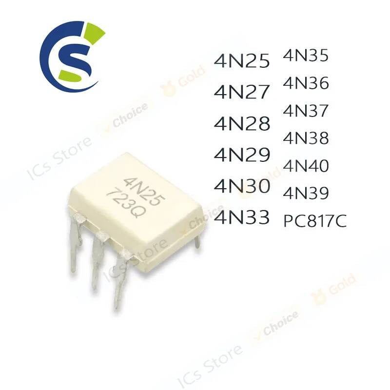 100PCS DIP-6 4N25 4N27 4N28 4N29 4N30 4N33 4N35 4N36 4N37 4N38 4N40 4N39 PC817C