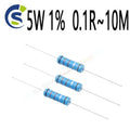 10pcs/lot Metal film Resistor resistance 1K 1.2 1.3 3.3 10 22 33 120 360 18 390 470 82 R K ohm 10K 100K 1M 5W 1% 0.1R~10M