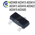 50PCS A99T A0LA SMD Mosfet Transistor SOT-23 Surface Mount AO3409 AO3413 AO3414 AO3415 AO3416 AO3422 AO3419 AO3420