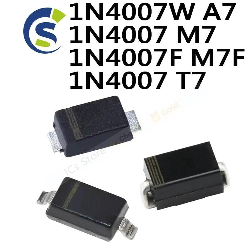 100PCS New and Original 1206 SMA 1A SMAF 1000V SOD-123 0805 SMD diode 1N4007W A7 M7 1N4007F M7F 1N4007 T7