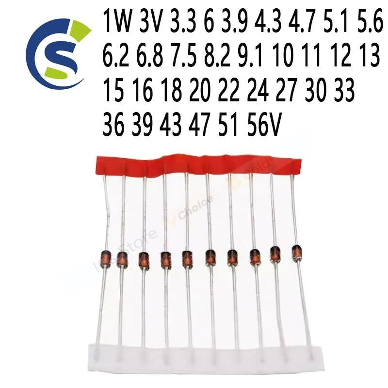 50PCS Zener Diode 1W 3V 3.3 6 3.9 4.3 4.7 5.1 5.6 6.2 6.8 7.5 8.2 9.1 10 11 12 13 15 16 18 20 22 24 27 30 33 36 39 43 47 51 56V