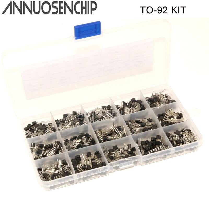 15 value Transistor TO-92 Box Kit 2N2222A A1015 C945 C1815 S8050 S8550 S9012 S9013 S9014 S9015 2N3904 2N3906 2N5401 2N5551 S9018
