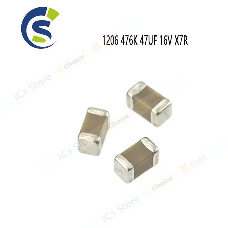 50PCS 1206 476K 47UF 16V X7R 10% chip SMD Ceramic capacitor