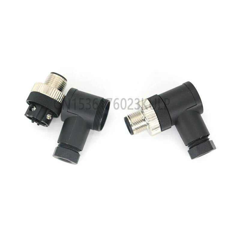 10PCS M12-4 Aviation plug welding free connector flange seat 4-pin Sensor 12 core socket waterproof elbow male needle 4pin