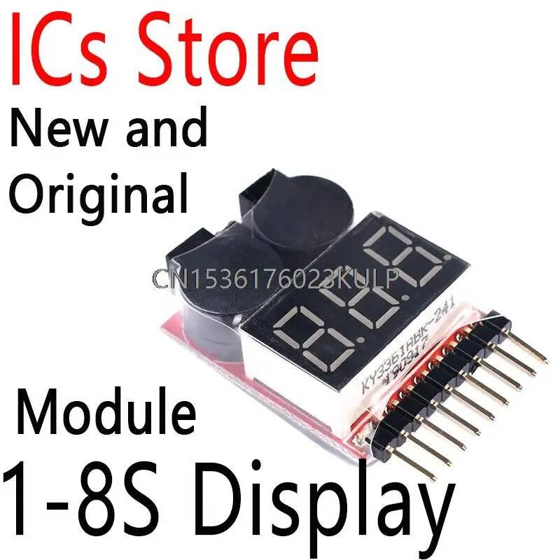 New Lipo Li-ion Fe Battery 2IN1 Indicator Tester Low Voltage Buzzer Alarm For RC Car Boat LED 3.7-30V Dual Speaker 1-8S