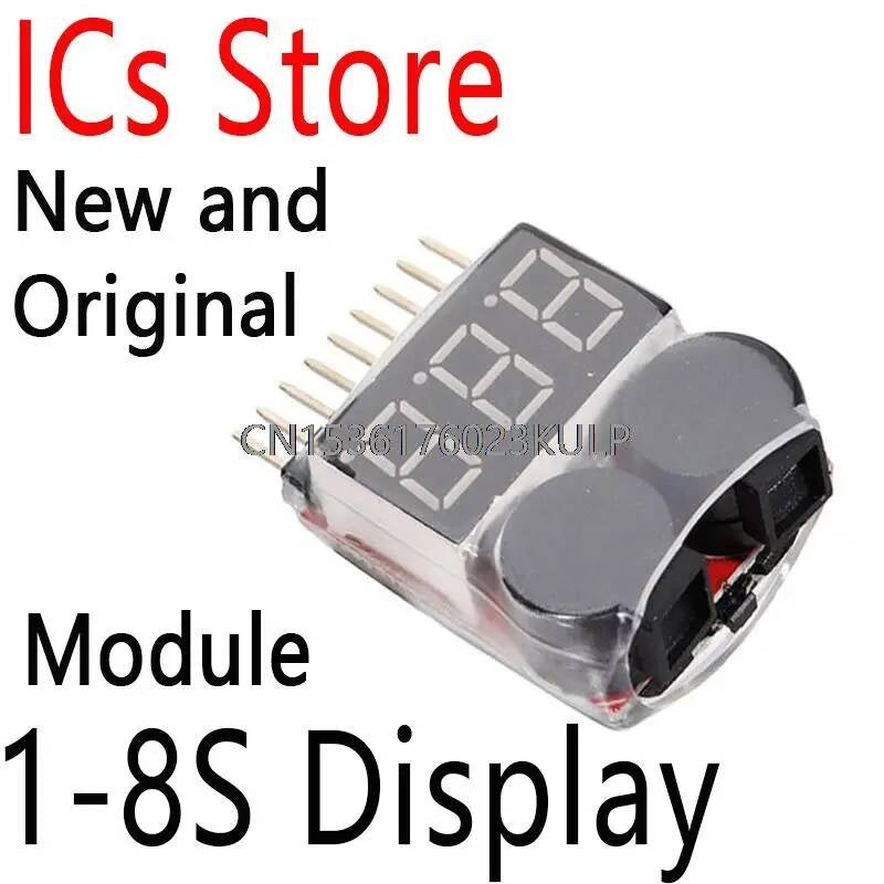 New Lipo Li-ion Fe Battery 2IN1 Indicator Tester Low Voltage Buzzer Alarm For RC Car Boat LED 3.7-30V Dual Speaker 1-8S