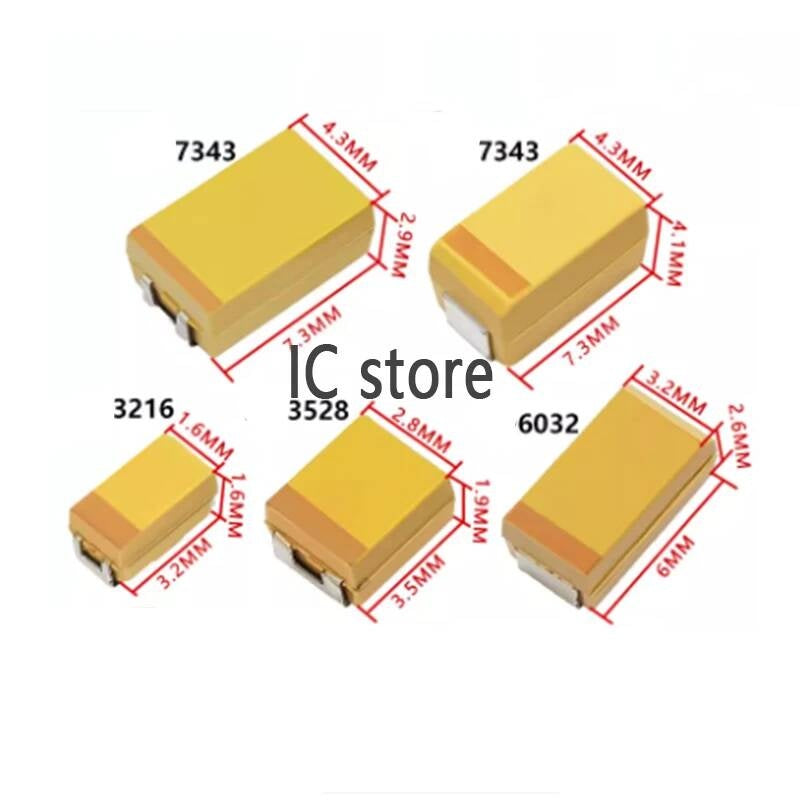 10PCS Tantalum Capacitor 3216 3528 4.7/6.8/10/15/22/33/47UF A B C D 6.3V 10V 16V 25V 35V 50V 100UF 150UF 220UF 330UF 470UF 680UF