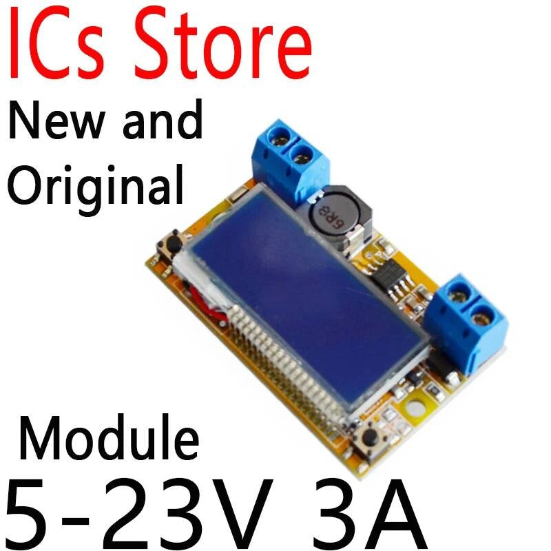 Liquid Crystal Displays DC-DC Step-Down Buck Converter Power Supply Adjustable Push Button Module with LCD Display 5-23V 3A