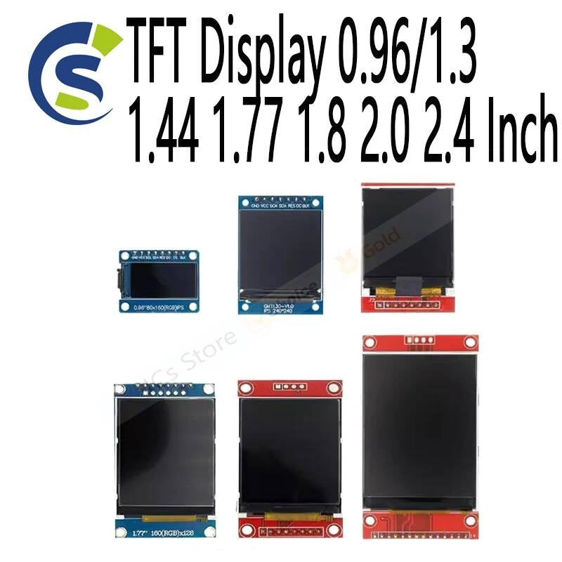 TFT Display 0.96 / 1.3 1.44 1.77 1.8 2.0 2.4 Inch IPS 7P SPI HD 65K Full Color LCD Module ST7735 Drive IC For Arduino