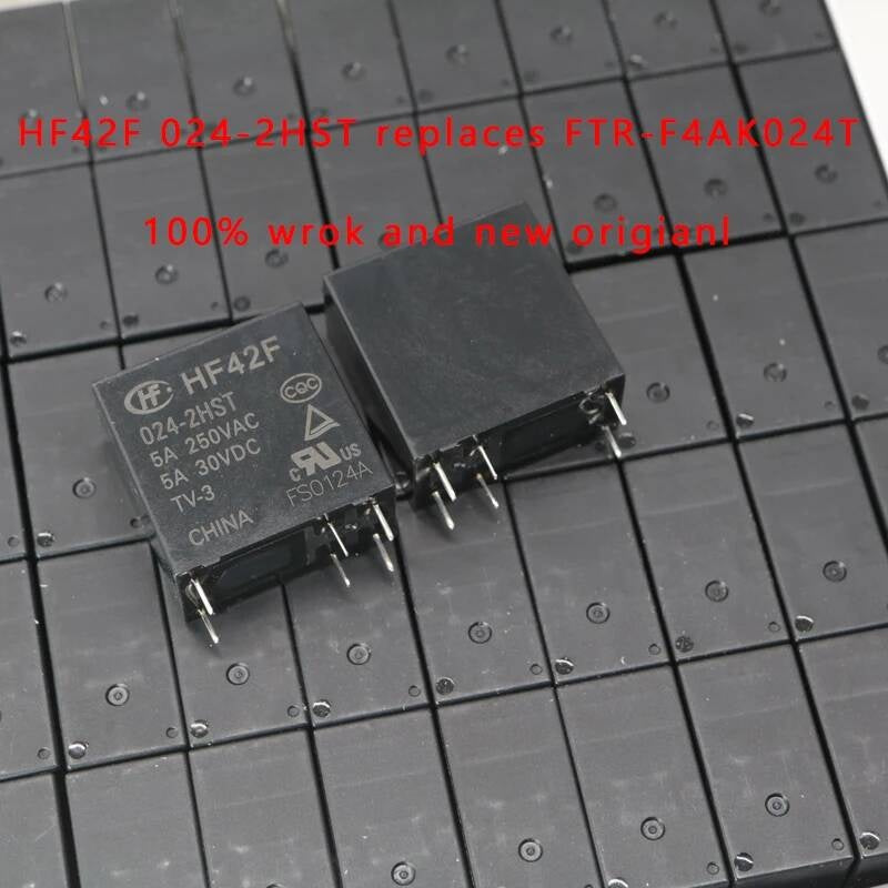 10PCS HF42F 024-2HST ( replaces of FTR-F4AK024T F4AK024T ) 24V DC 250VAC 30VDC POWER RELAY 2 POLE 5A TV-3 HF42F-024-2HST