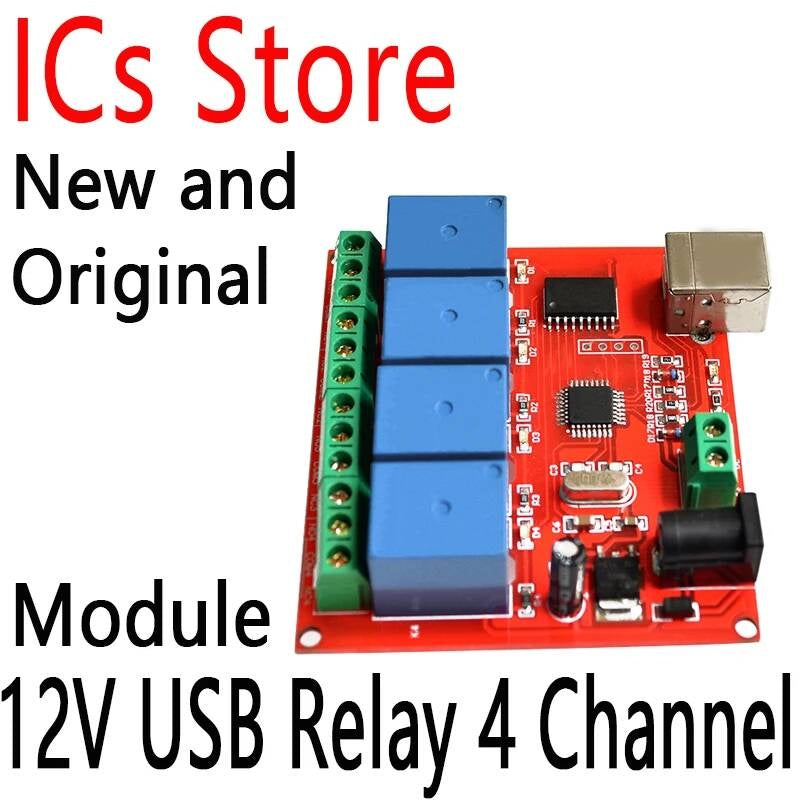 New Programmable Computer Control For Smart Home 12V USB Relay 4 Channel