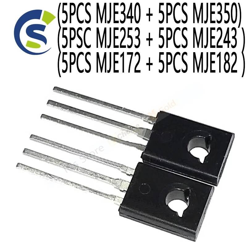 10PCS TO-126 KSE340 KSE350 MJE340 MJE350 (5PSC MJE253 MJE243 (5PCS MJE172 + 5PCS MJE182 )