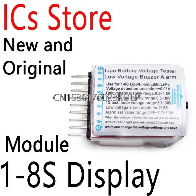 New Lipo Li-ion Fe Battery 2IN1 Indicator Tester Low Voltage Buzzer Alarm For RC Car Boat LED 3.7-30V Dual Speaker 1-8S