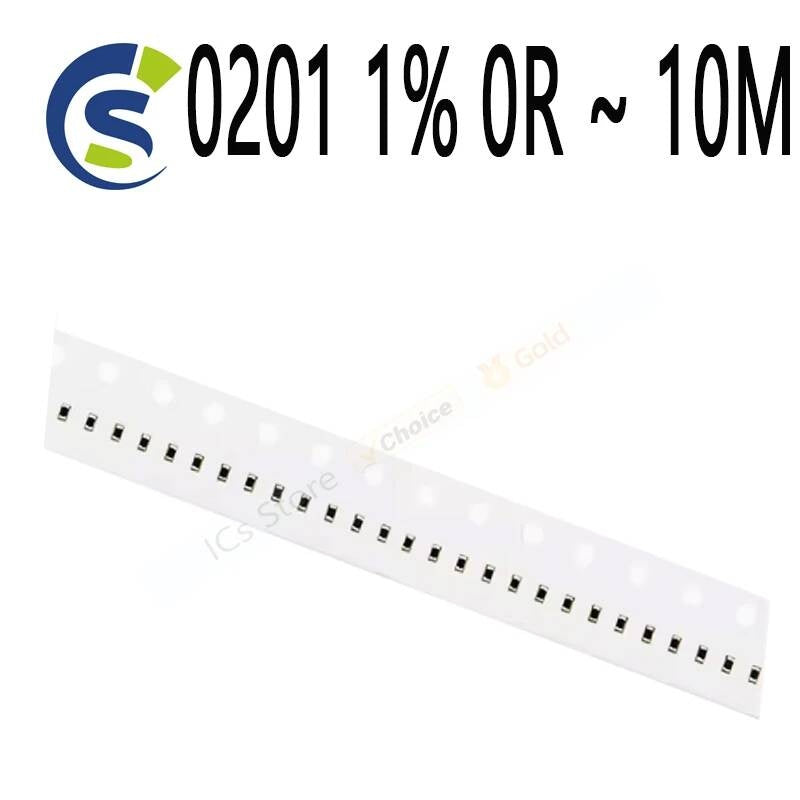 100pcs/lot SMD resistor 1/20W 0 1 10 100 150 220 330 ohm 1K 2.2K 10K 100K 1R 10R 100R 150R 220R 330R 0201 1% 0R ~ 10M