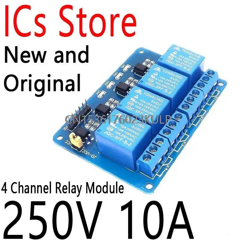 12V 4 Channel Relay Module Optocoupler For Arduino ARM AVR DSP PIC MSP AC DC 30V Low Level Signal MCU PLC Control 250V 10A